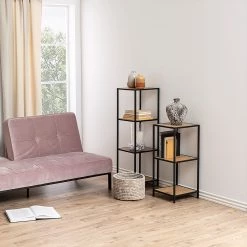 Red Living Étagère Coogee IX - Imitation chêne sauvage / Noir - Hauteur : 120 cm -Meubles de salle à manger Soldes Magasin 1000200154 220215 022 MOOD DETAILS P000000001000200154 mood