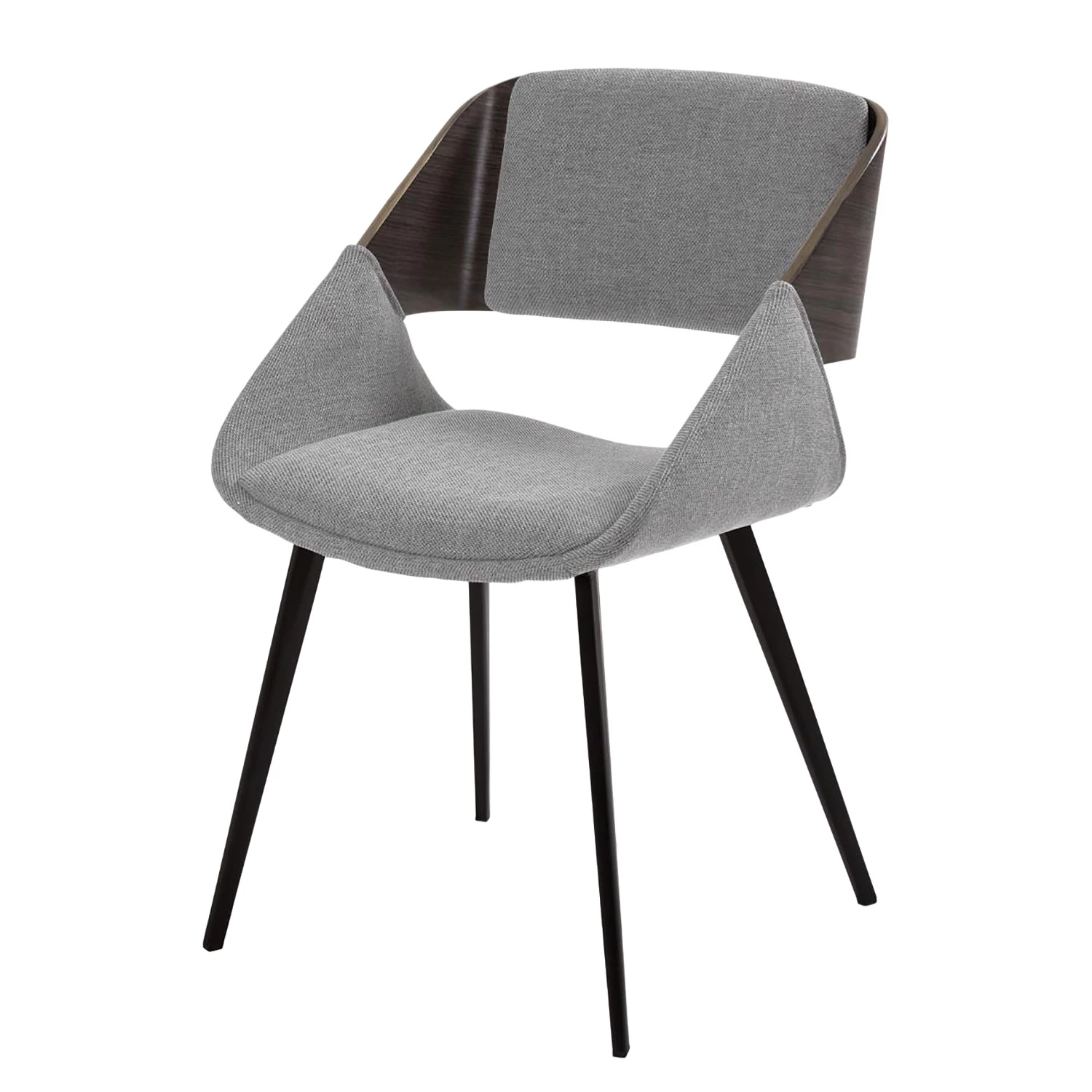 Norrwood Chaise capitonnée Zempin - Tissu / Métal - Imitation noyer - Gris clair 1 Norrwood Chaise capitonnée Zempin - Tissu / Métal - Imitation noyer - Gris clair