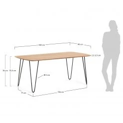 Norrwood Table Bovey - Acacia massif / Fer - Noir - 160 x 90 cm -Meubles de salle à manger Soldes Magasin 1000200242 200206 13510300026 SKETCH DETAILS P000000001000200242 sketch