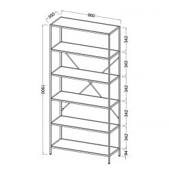 Fredriks Étagère Meon II - Imitation chêne -Meubles de salle à manger Soldes Magasin 1000201087 200814 14304000009 SKETCH DETAILS P000000001000201087 sketch