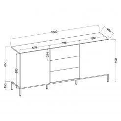 Fredriks Buffet Meon - Gris -Meubles de salle à manger Soldes Magasin 1000201102 201002 15151100002 SKETCH DETAILS P000000001000201102 sketch