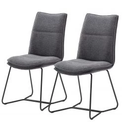 Fredriks Chaises Hesket (lot de 2) - Chenille / Acier - Anthracite - Noir