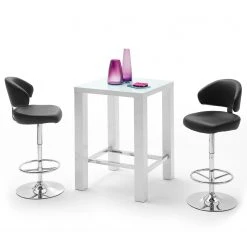 Fredriks Table haute Volet - Verre / Métal - Blanc brillant / Chrome -Meubles de salle à manger Soldes Magasin 1000201988 200211 14393000004 DETAILS P000000001000201988