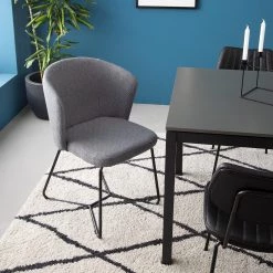 Mørteens Chaises à accoudoirs Tulia - Tissu / Acier - Gris foncé / Noir -Meubles de salle à manger Soldes Magasin 1000205089 201130 09444900002 MOOD DETAILS P000000001000205089 mood