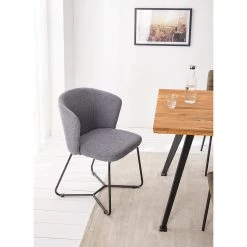 Mørteens Chaises à accoudoirs Tulia - Tissu / Acier - Gris foncé / Noir -Meubles de salle à manger Soldes Magasin 1000205089 210129 13285600002 MOOD DETAILS P000000001000205089 mood