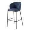 Mørteens Chaise de bar Cantil - Tissu / Acier - Noir - Bleu foncé