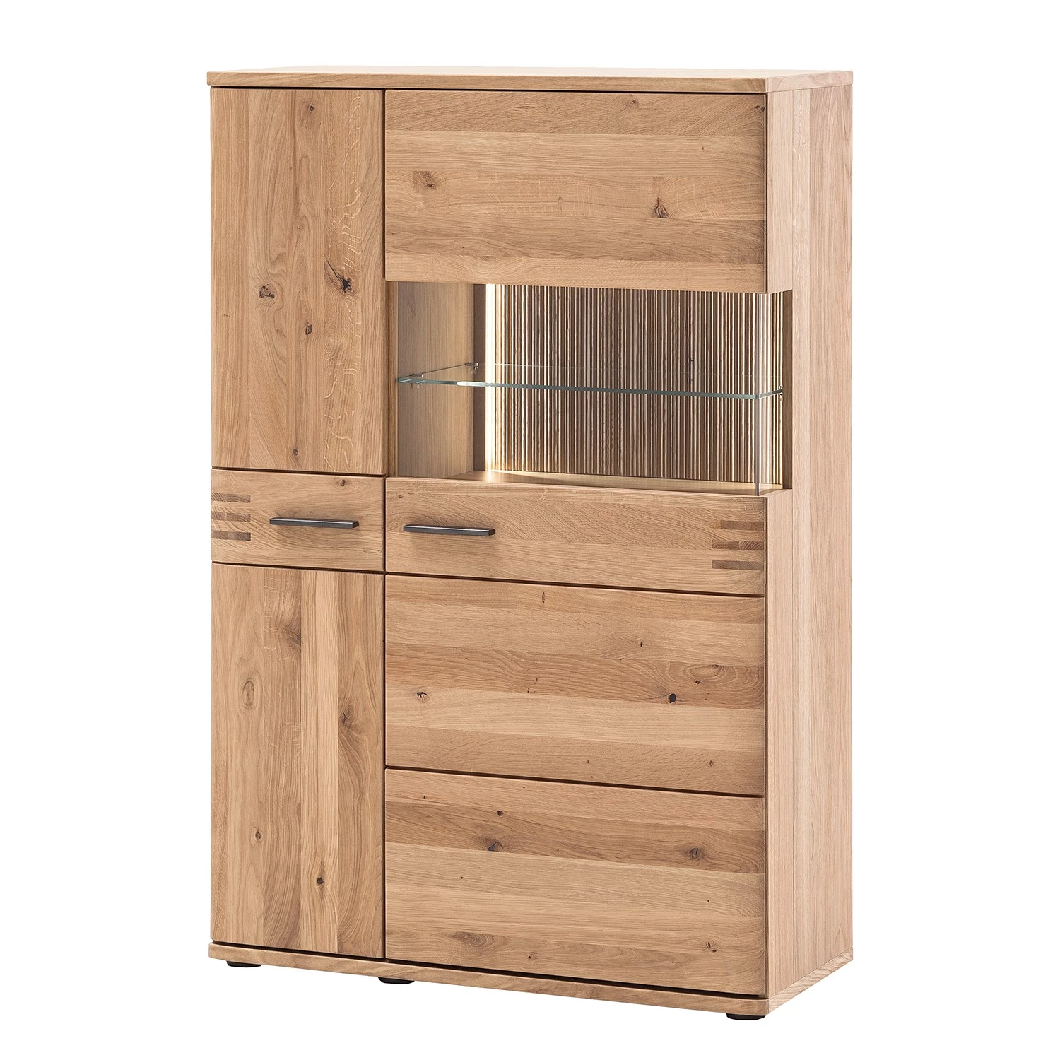 Loftscape Buffet haut Salvo - Partiellement en chêne massif - Planches de chêne Bianco / Gris 1 Loftscape Buffet haut Salvo - Partiellement en chêne massif - Planches de chêne Bianco / Gris