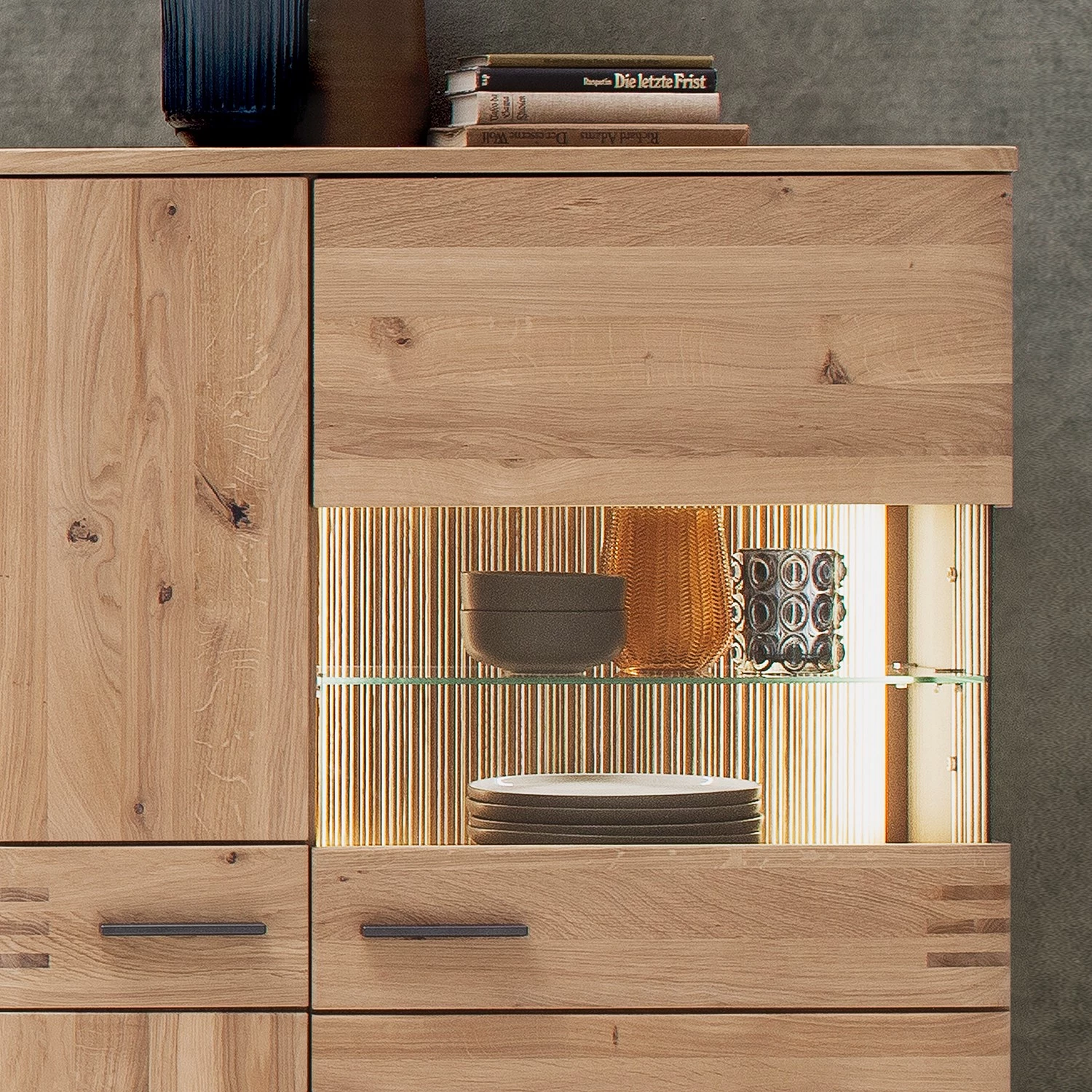 Loftscape Buffet haut Salvo - Partiellement en chêne massif - Planches de chêne Bianco / Gris 7 Loftscape Buffet haut Salvo - Partiellement en chêne massif - Planches de chêne Bianco / Gris – Image 7