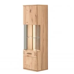 Loftscape Vitrine murale Salvo - Partiellement en chêne massif - Planches de chêne Bianco / Gris