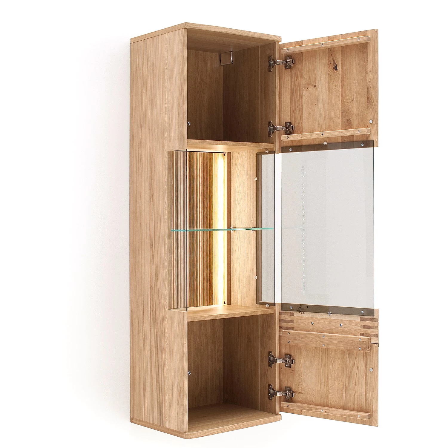 Loftscape Vitrine murale Salvo - Partiellement en chêne massif - Planches de chêne Bianco / Gris 4 Loftscape Vitrine murale Salvo - Partiellement en chêne massif - Planches de chêne Bianco / Gris – Image 4