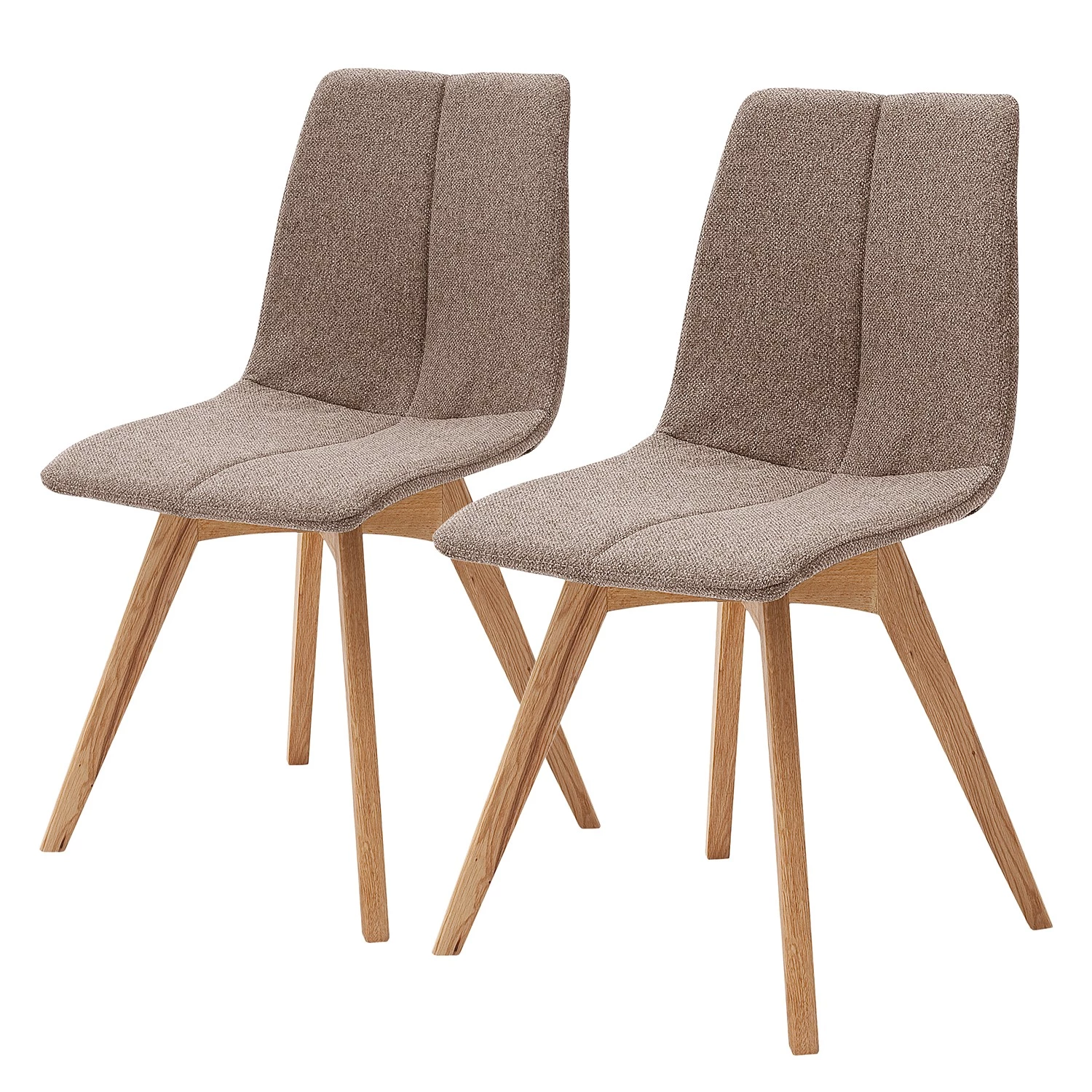 Ars Natura Chaises capitonnées Marihn (lot de 2) - Tissu / Chêne massif - Chêne - Marron 1 Ars Natura Chaises capitonnées Marihn (lot de 2) - Tissu / Chêne massif - Chêne - Marron