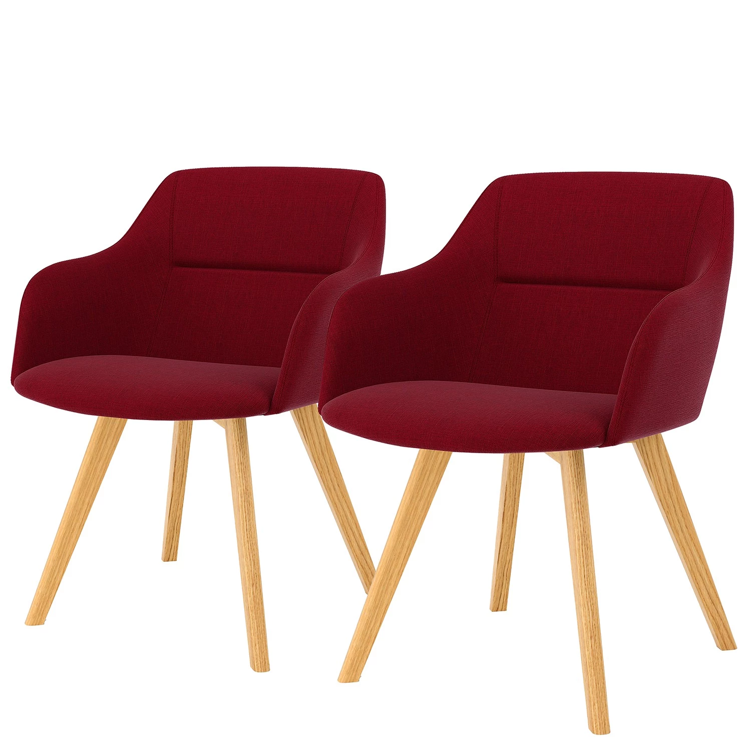 Tenzo Chaises à accoudoirs Sofia I (lot de 2) - Tissu / Chêne massif - Tissu Dyre : Rouge - Chêne clair 1 Tenzo Chaises à accoudoirs Sofia I (lot de 2) - Tissu / Chêne massif - Tissu Dyre : Rouge - Chêne clair