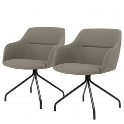 Tenzo Chaises à accoudoirs Sofia II (lot de 2) - Tissu / Métal - Tissu Dyre : Taupe - Noir