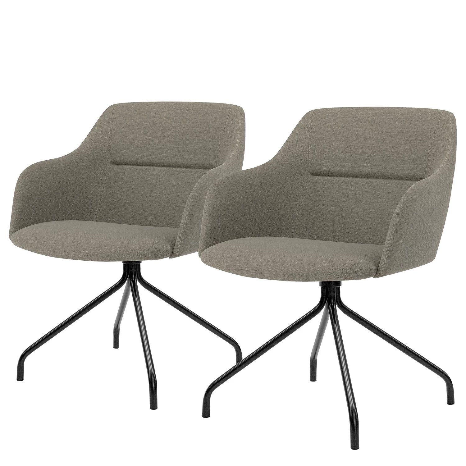 Tenzo Chaises à accoudoirs Sofia II (lot de 2) - Tissu / Métal - Tissu Dyre : Taupe - Noir 1 Tenzo Chaises à accoudoirs Sofia II (lot de 2) - Tissu / Métal - Tissu Dyre : Taupe - Noir