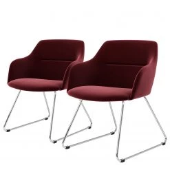 Tenzo Chaises accoudoirs Sofia III (lot de 2) - Velours / Métal - Tissu Vika : Bordeaux