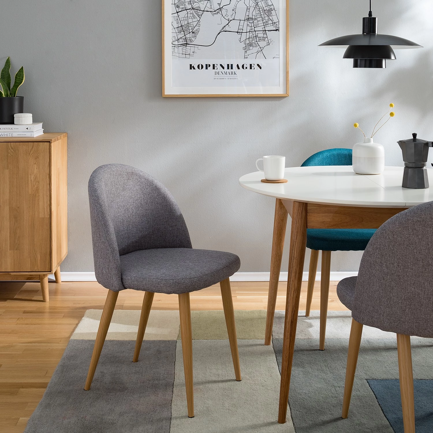 Mørteens Chaises capitonnées Jacklin II (2 él.) - Tissu / Métal - Imitation chêne - Gris clair 7 Mørteens Chaises capitonnées Jacklin II (2 él.) - Tissu / Métal - Imitation chêne - Gris clair – Image 7