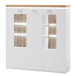 Loftscape Buffet haut Mundai - Avec éclairage - Blanc / Imitation chêne de Wotan