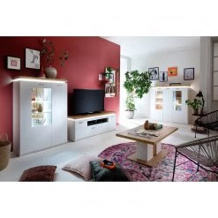 Loftscape Buffet haut Mundai - Avec éclairage  - Blanc / Imitation chêne de Wotan -Meubles de salle à manger Soldes Magasin 1000209049 200402 14342600029 MOOD DETAILS P000000001000209049 mood