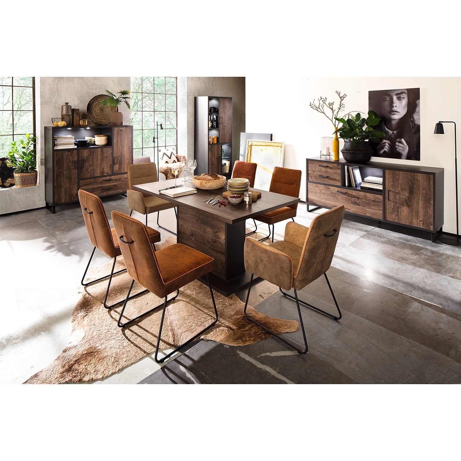 Red Living Buffet Hixson - Imitation chêne de tonneau / Noir 2 Red Living Buffet Hixson - Imitation chêne de tonneau / Noir – Image 2