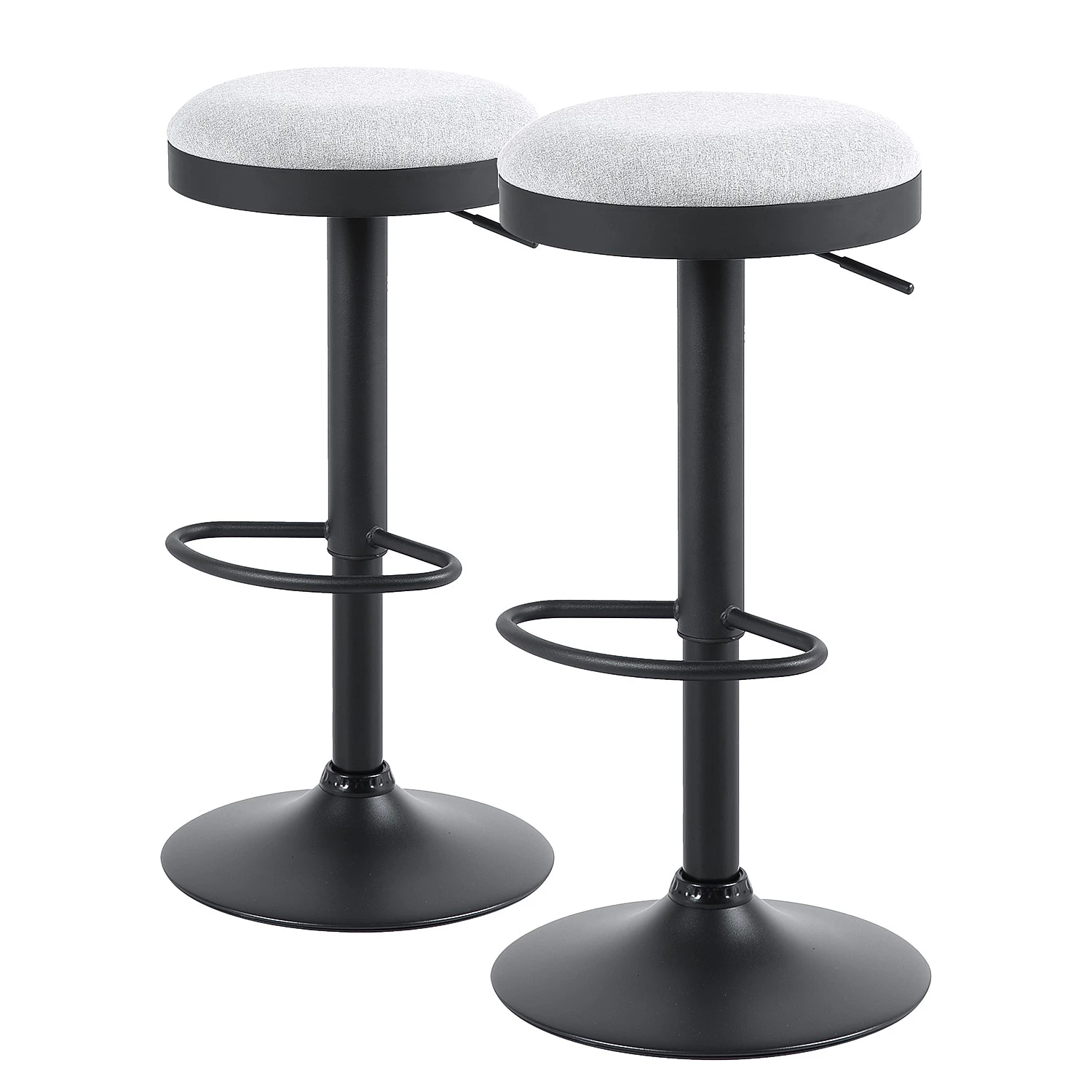 Loftscape Tabouret de bar Moita (lot de 2) - Tissu / Acier - Gris clair / Noir 1 Loftscape Tabouret de bar Moita (lot de 2) - Tissu / Acier - Gris clair / Noir