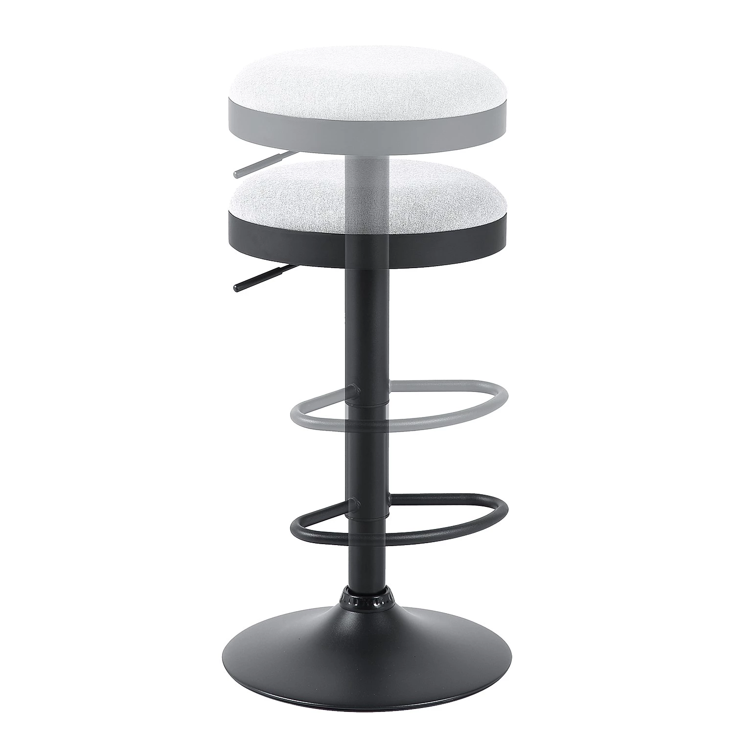 Loftscape Tabouret de bar Moita (lot de 2) - Tissu / Acier - Gris clair / Noir 4 Loftscape Tabouret de bar Moita (lot de 2) - Tissu / Acier - Gris clair / Noir – Image 4