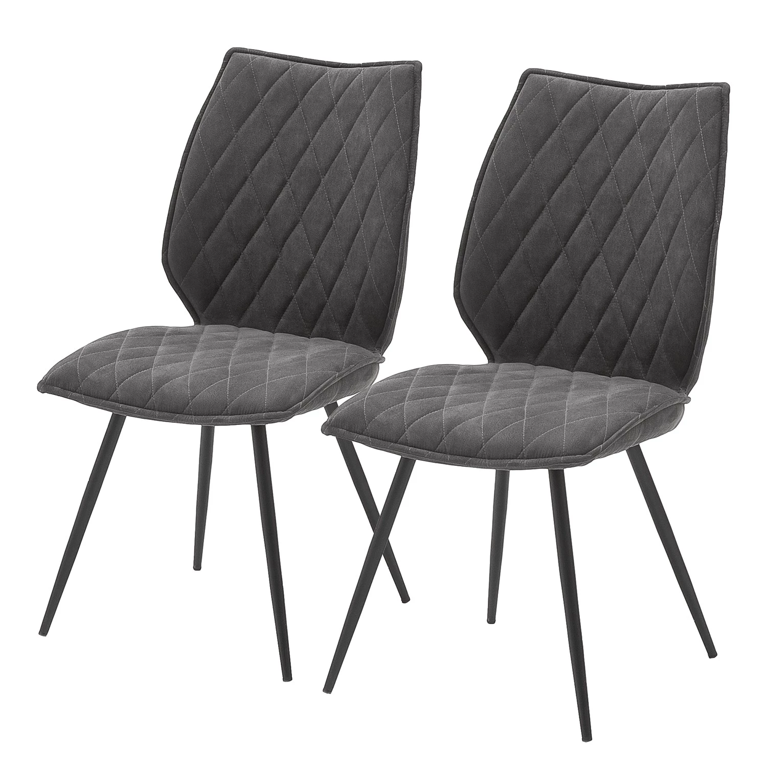 Ars manufacti Chaises Newry (lot de 2) - Imitation cuir / Métal - Anthracite / Noir 1 Ars manufacti Chaises Newry (lot de 2) - Imitation cuir / Métal - Anthracite / Noir