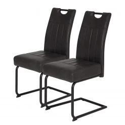 Loftscape Chaises cantilever Bovina (lot de 2) - Microfibre / Métal - Noir - Noir vintage