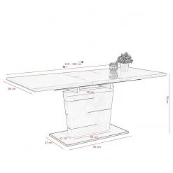 Loftscape Table Splott - (extensible) - Blanc brillant / chromé -Meubles de salle à manger Soldes Magasin 1000209420 200402 15494200101 SKETCH DETAILS P000000001000209420 sketch