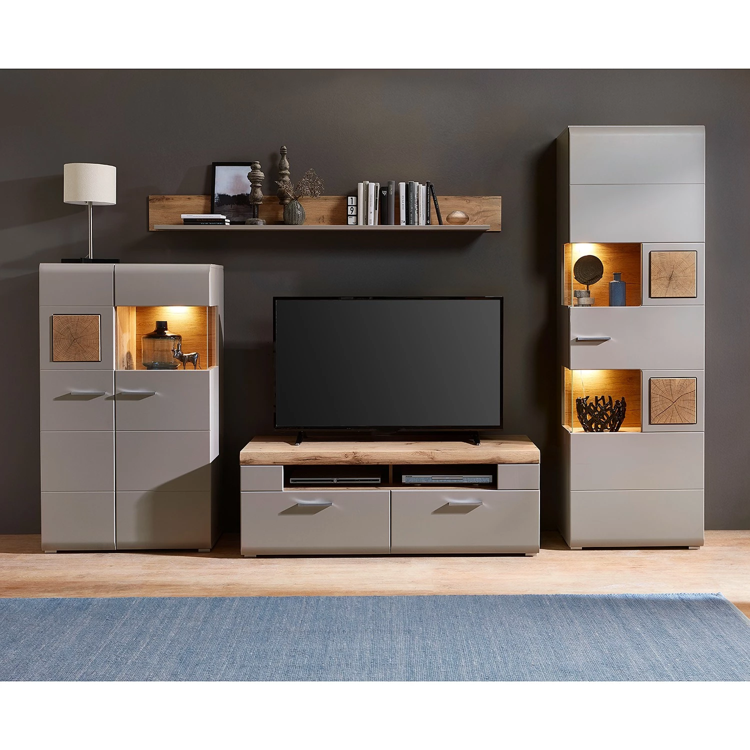 Loftscape Vitrine Aulby - Avec éclairage - Taupe 3 Loftscape Vitrine Aulby - Avec éclairage - Taupe – Image 3