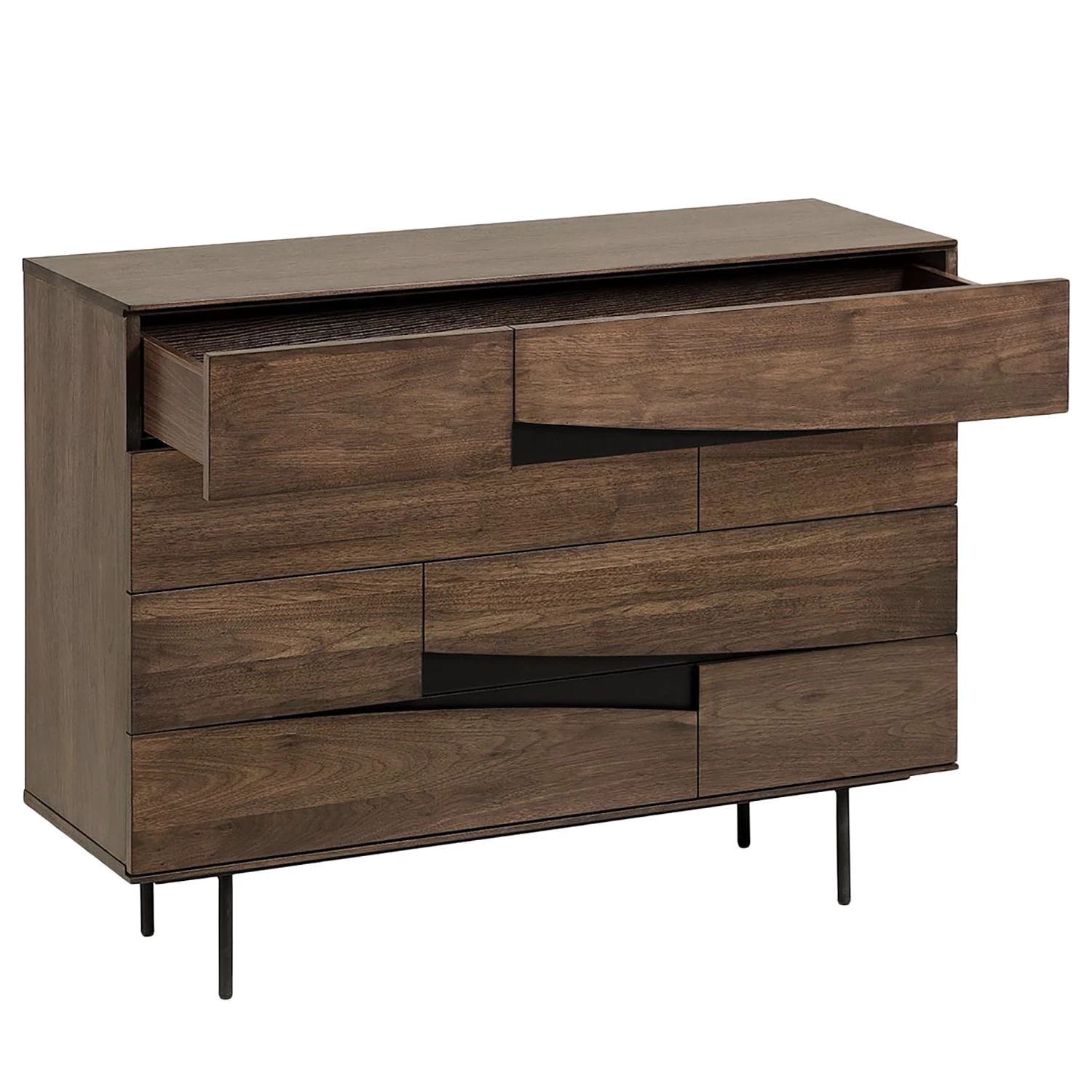 Red Living Commode Kluuvi I - Placage en bois véritable - Noyer / Noir 6 Red Living Commode Kluuvi I - Placage en bois véritable - Noyer / Noir – Image 6