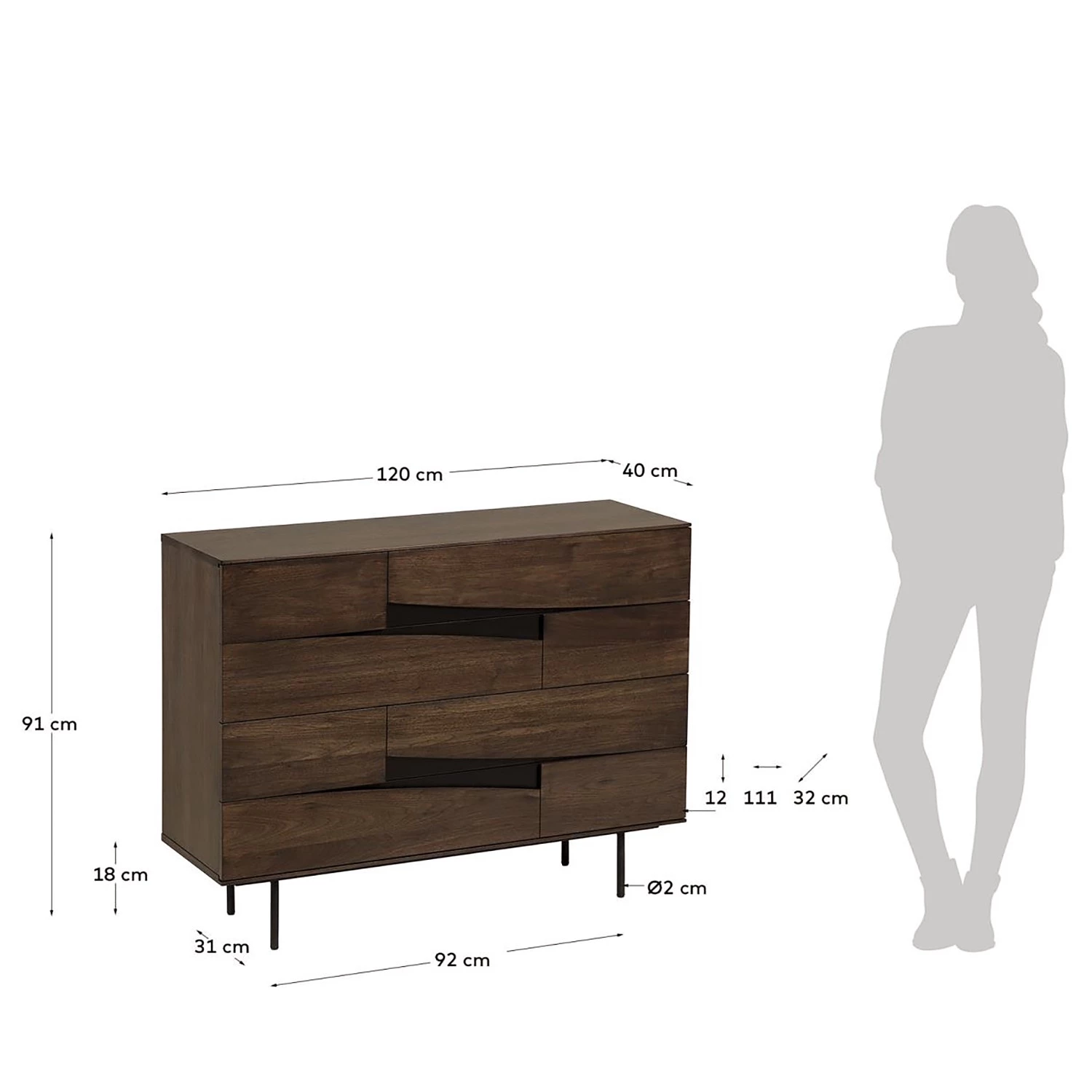 Red Living Commode Kluuvi I - Placage en bois véritable - Noyer / Noir 12 Red Living Commode Kluuvi I - Placage en bois véritable - Noyer / Noir – Image 12