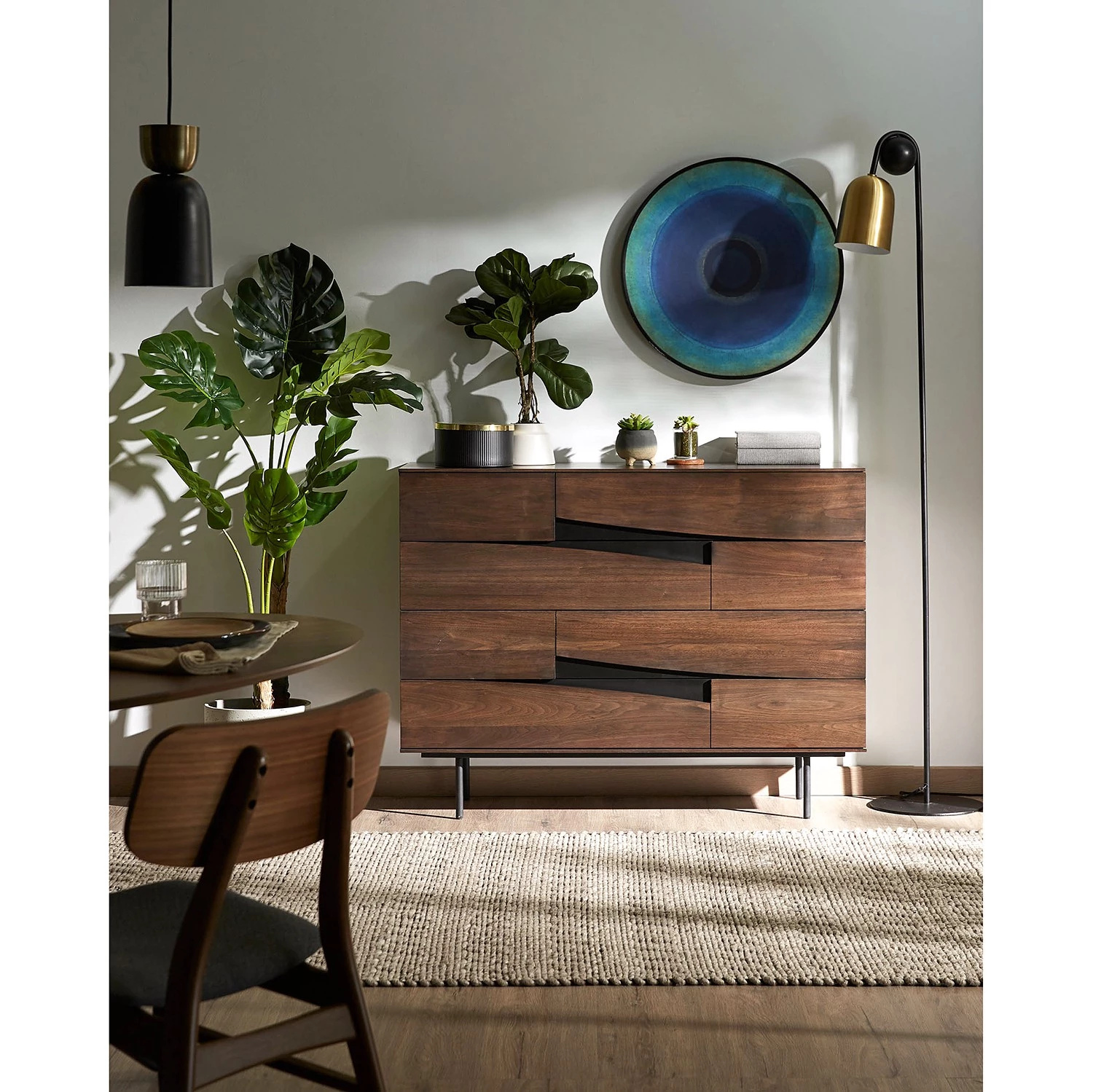 Red Living Commode Kluuvi I - Placage en bois véritable - Noyer / Noir 2 Red Living Commode Kluuvi I - Placage en bois véritable - Noyer / Noir – Image 2