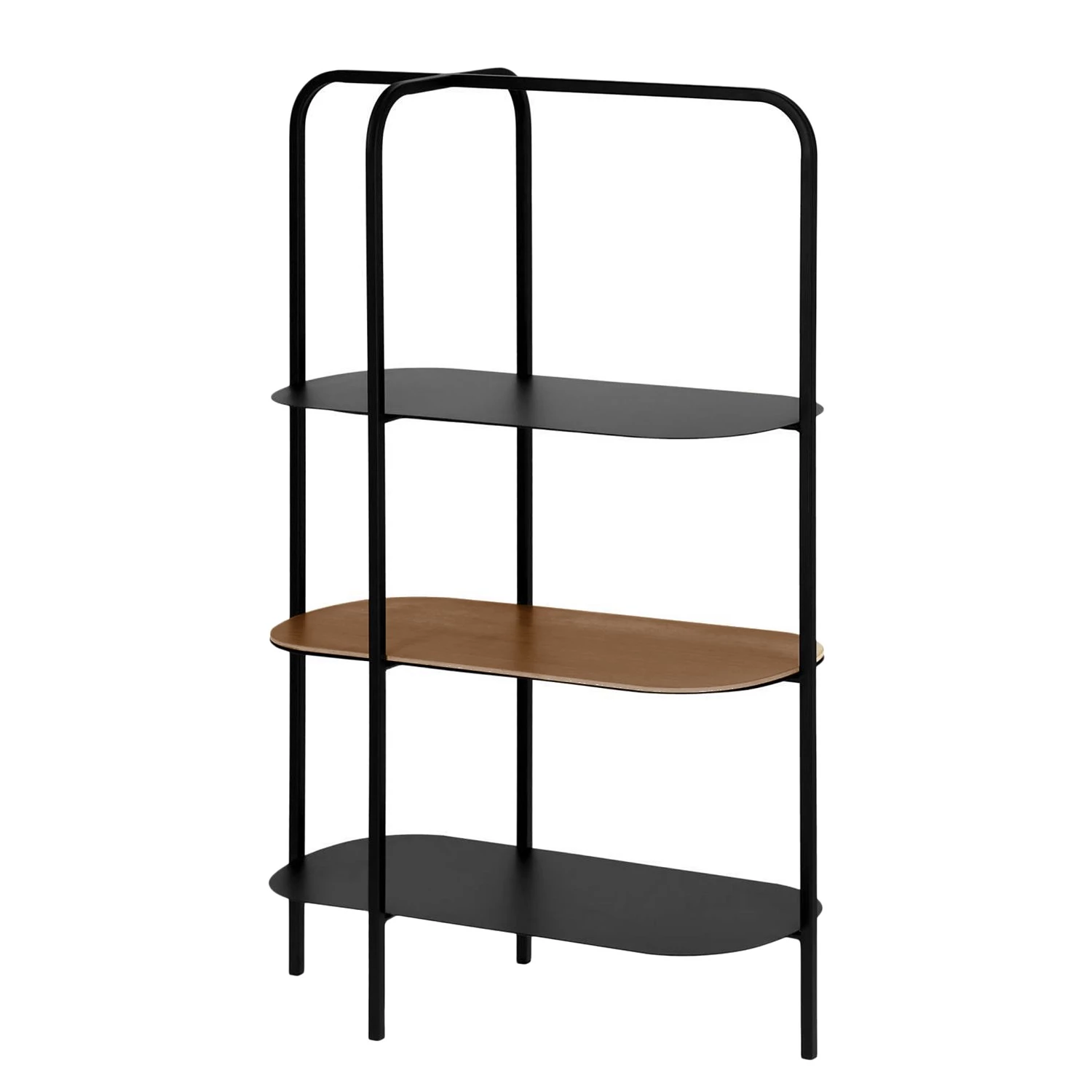 Red Living Étagère Laukaa - Acier / Placage en bois véritable - Noir / Noyer 1 Red Living Étagère Laukaa - Acier / Placage en bois véritable - Noir / Noyer