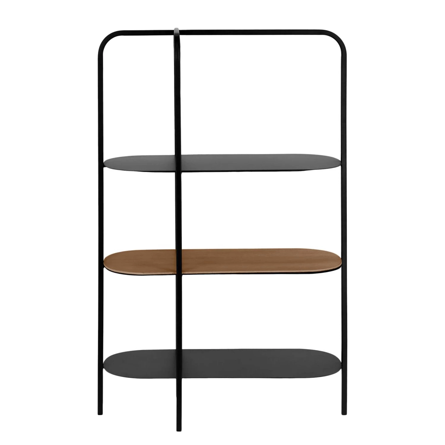 Red Living Étagère Laukaa - Acier / Placage en bois véritable - Noir / Noyer 3 Red Living Étagère Laukaa - Acier / Placage en bois véritable - Noir / Noyer – Image 3