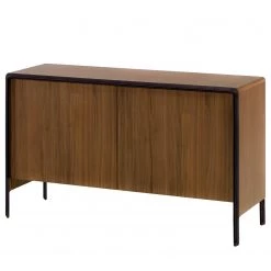 Red Living Buffet Juuka - Placage en bois véritable - Noyer / Noir