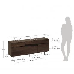 Red Living Buffet Kuuvi - Placage en bois véritable - Noyer / Noir -Meubles de salle à manger Soldes Magasin 1000210885 200429 17363800080 SKETCH DETAILS P000000001000210885 sketch