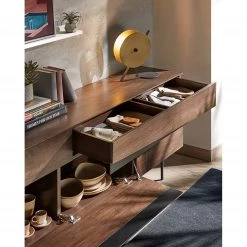 Red Living Buffet Kuuvi - Placage en bois véritable - Noyer / Noir -Meubles de salle à manger Soldes Magasin 1000210885 200824 12201000022 DETAILS P000000001000210885