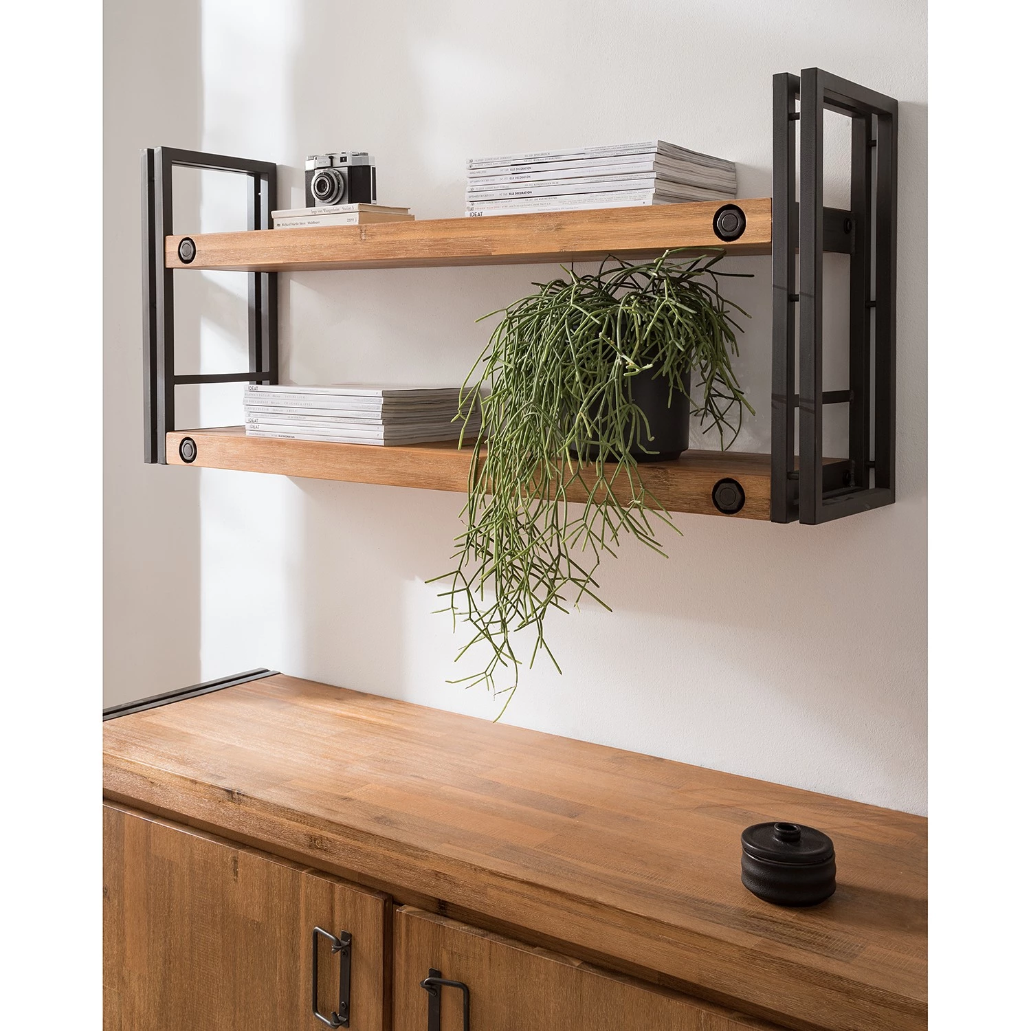 Ars manufacti Étagère murale Manchester II - Acacia massif / Métal - Acacia / Anthracite 2 Ars manufacti Étagère murale Manchester II - Acacia massif / Métal - Acacia / Anthracite – Image 2