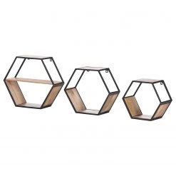 Red Living Étagère murale Daggett III - Manguier massif / Métal - Manguier / Noir