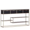 Jack & Alice Console Harbin - Acacia massif / Métal - Acacia noir / Doré