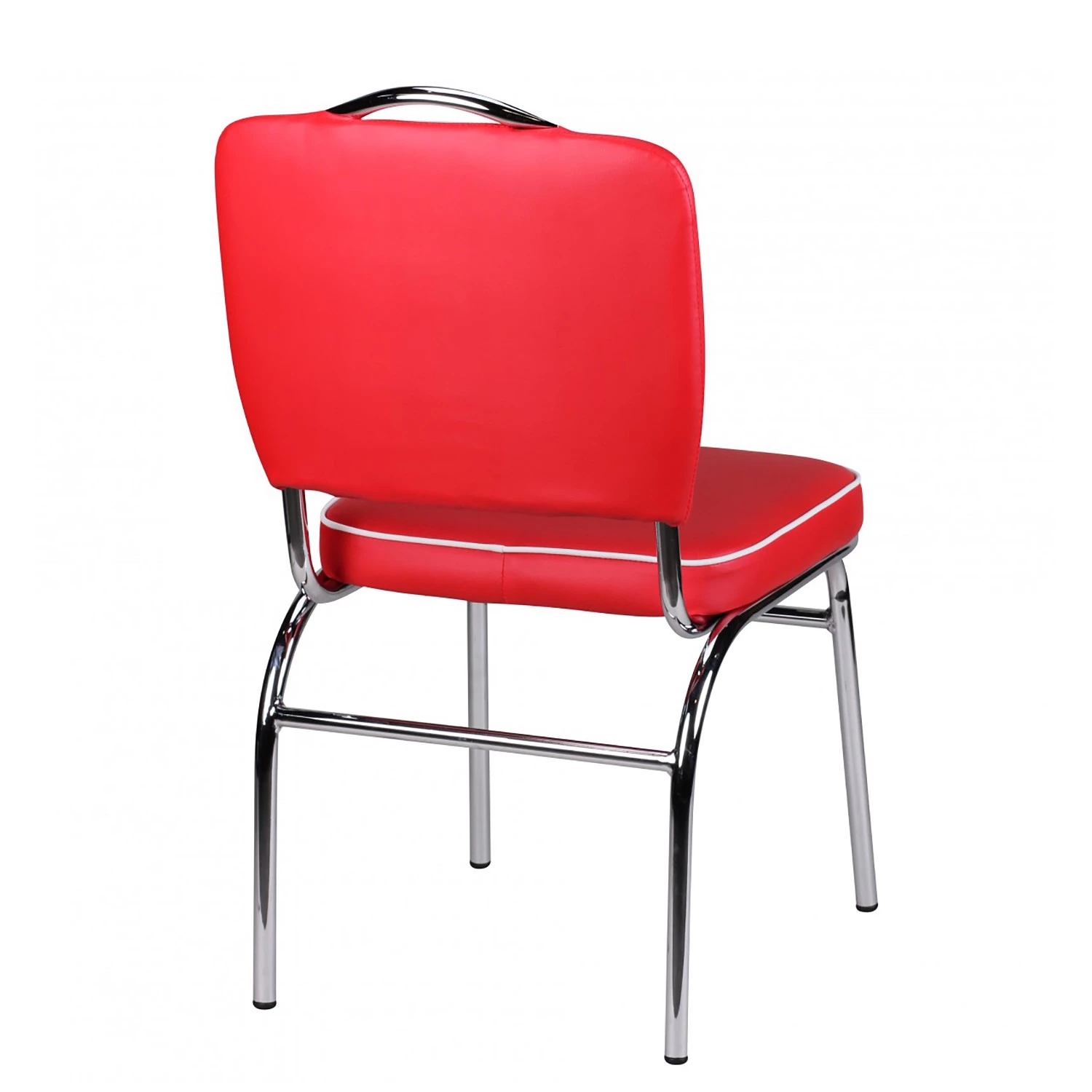 Mooved Chaise Eckero - Imitation cuir / Métal - Chrome - Rouge / Blanc 4 Mooved Chaise Eckero - Imitation cuir / Métal - Chrome - Rouge / Blanc – Image 4