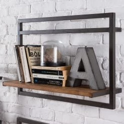 Ars manufacti Étagères murales Manchester II (5 élém.) - Acacia massif / Métal - Acacia / Anthracite -Meubles de salle à manger Soldes Magasin 1000213198 200527 13201400008 DETAILS P000000001000213198