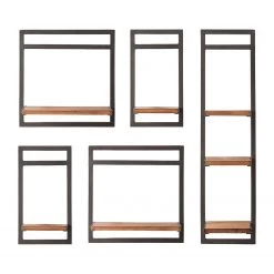 Ars manufacti Étagères murales Manchester III (5 él.) - Acacia massif / Métal - Acacia / Anthracite -Meubles de salle à manger Soldes Magasin 1000213199 200713 18103700004 DETAILS P000000001000213199