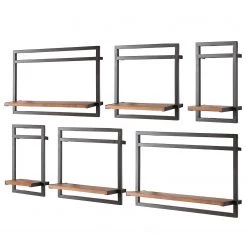 Ars manufacti Étagères murales Manchester IV (6 élém.) - Acacia massif / Métal - Acacia / Anthracite