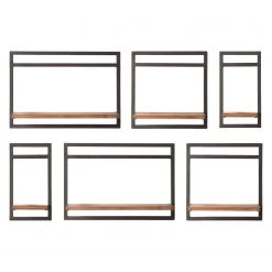 Ars manufacti Étagères murales Manchester IV (6 élém.) - Acacia massif / Métal - Acacia / Anthracite -Meubles de salle à manger Soldes Magasin 1000213200 200713 18103800006 DETAILS P000000001000213200