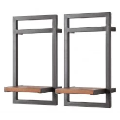 Ars manufacti Étagères murales Manchester V (7 élém.) - Acacia massif / Métal - Acacia / Anthracite -Meubles de salle à manger Soldes Magasin 1000213201 200527 13211600038 DETAILS P000000001000213201