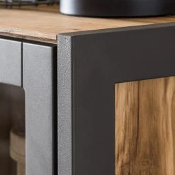 Naturoo Vitrine Ironwood - Placage en bois véritable / Métal - Chêne vieilli / Gris -Meubles de salle à manger Soldes Magasin 1000213211 200512 14002100021 DETAILS P000000001000213211