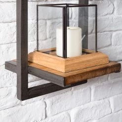 Ars manufacti Étagères murales Manchester VI (7 élém.) - Acacia massif / Métal - Acacia / Anthracite -Meubles de salle à manger Soldes Magasin 1000213212 200527 13214500054 DETAILS P000000001000213212