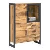Naturoo Buffet haut Ironwood II - Placage en bois véritable / Métal - Chêne vieilli / Gris