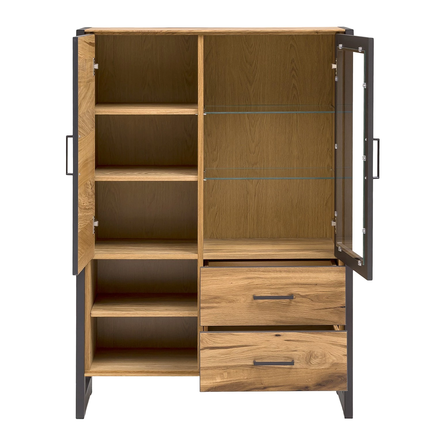 Naturoo Buffet haut Ironwood I - Placage en bois véritable / Métal - Chêne vieilli / Gris 3 Naturoo Buffet haut Ironwood I - Placage en bois véritable / Métal - Chêne vieilli / Gris – Image 3